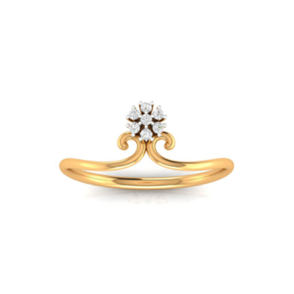 Graceful Floral Diamond Accent Yellow Gold Ring