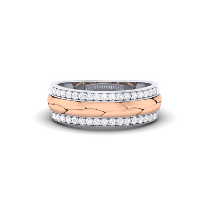 Elegant Braided Rose Gold and White Gold Diamond Ring