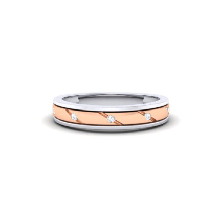 Elegant Two-Tone Diamond Wedding White Rose Gold Band