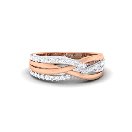 Elegant Rose Gold Diamond Weave Rose Gold Ring