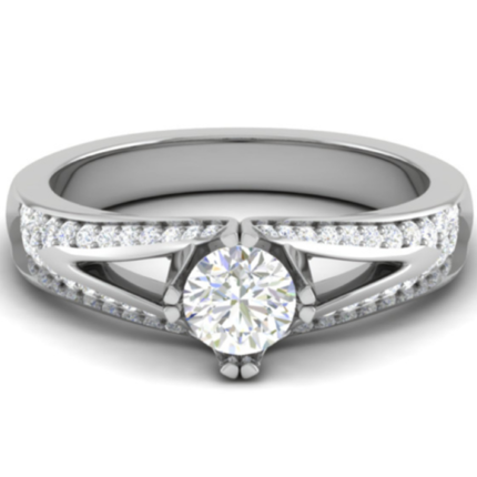 Elegant Split Shank Diamond White Gold Engagement Ring