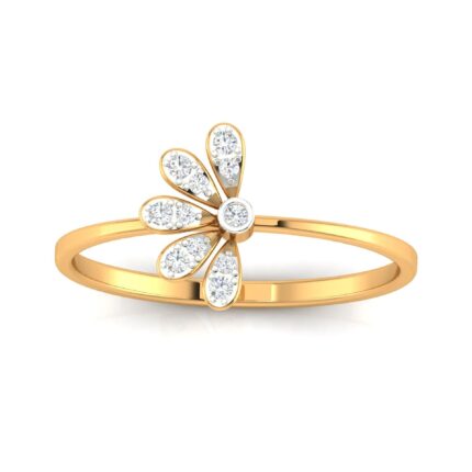 Graceful Half-Flower Yellow Gold Ring