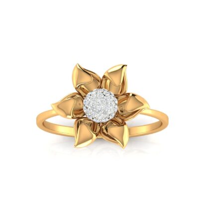 Lotus Bloom Diamond Yellow Gold  Ring