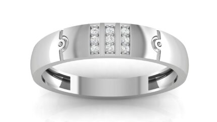 Sparkling Triple Row Diamond White Gold Band