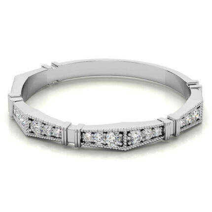 Graceful Vintage-Inspired Milgrain White Gold Diamond Band