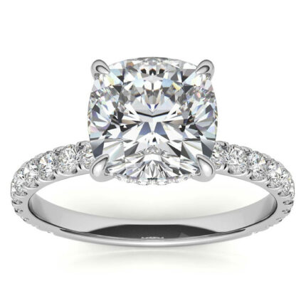 Timeless Cushion-Cut Moissanite Halo White Gold Engagement Ring
