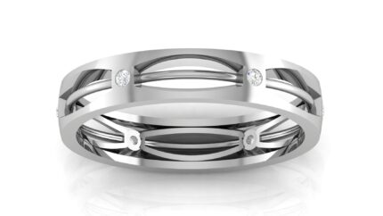 Sophisticated Modern Cutout Diamond White Gold Band