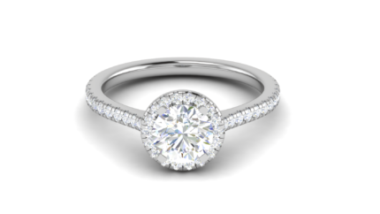 Dazzling Round Halo Diamond Engagement White Gold Ring