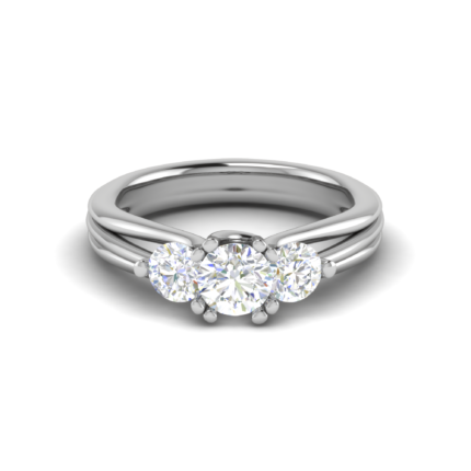 Sparkling Three-Stone Diamond Split Band Engagement White Gold Ring
