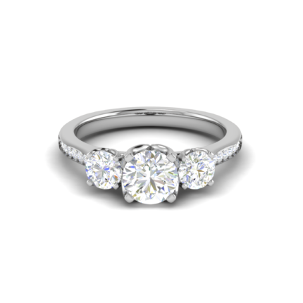 Classic Three-Stone Diamond Engagement White Gold Ring