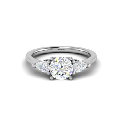 Radiant Solitaire Pear Diamond Accents Engagement White Gold Ring
