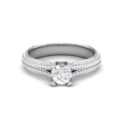Luxury Split Shank Solitaire Diamond White Gold Engagement Ring