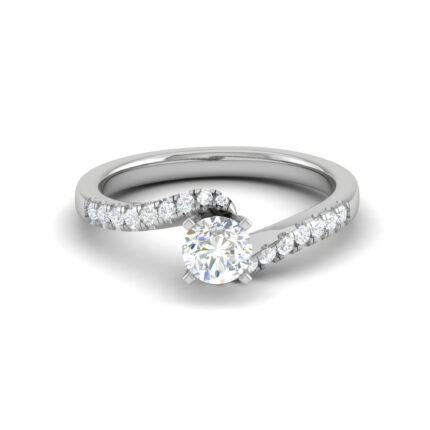 Graceful Twisted Band Pave-Set Diamond White Gold Engagement Ring
