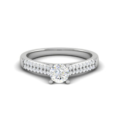 Radiant Solitaire Split Shank Diamond White Gold Engagement Ring