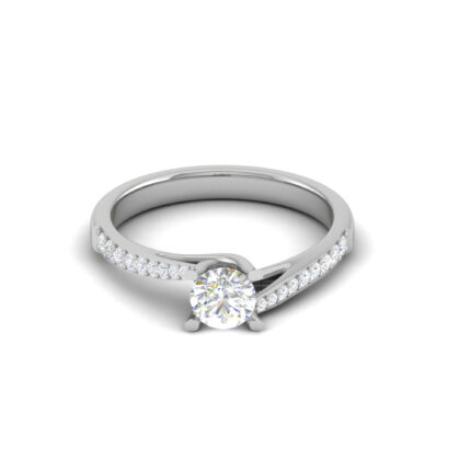 Elegant Twist Solitaire Diamond White Gold Engagement Ring