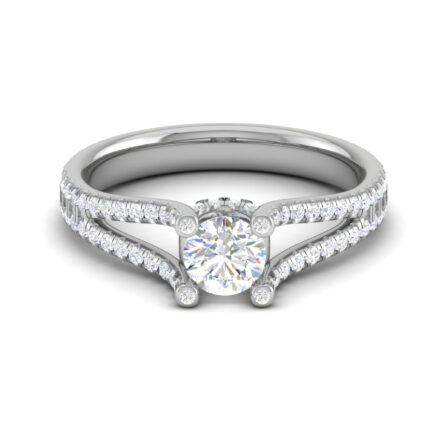 Elegant Split-Shank Diamond White Gold Engagement Ring
