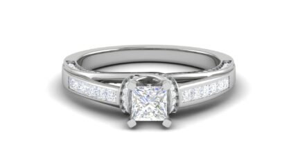 Princess-Cut Channel-Set Diamond White Gold Engagement Ring