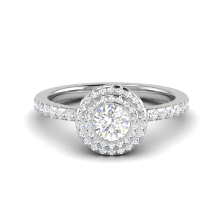 Double Halo Diamond White Gold Engagement Ring