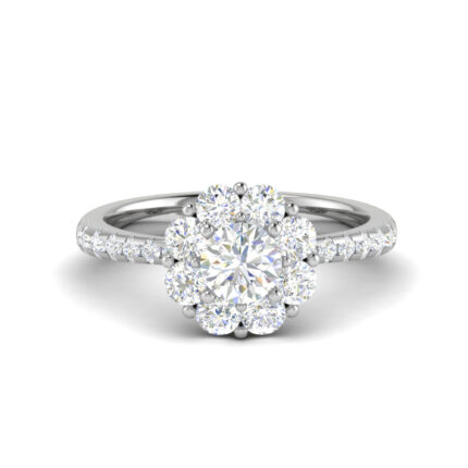 Floral-Inspired Diamond Cluster White Gold Engagement Ring