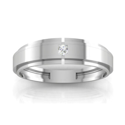 Radiant Stepped Edge Princess-Cut Diamond White Gold Band