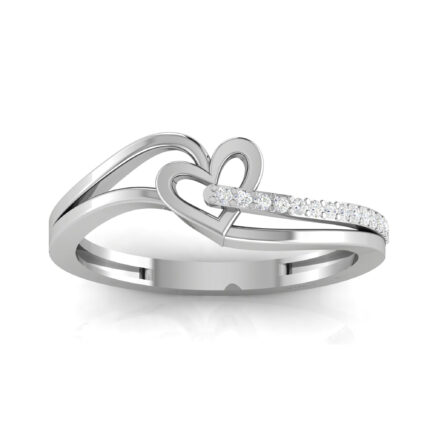 Elegant Split Shank Heart Diamond Accent White Gold Ring