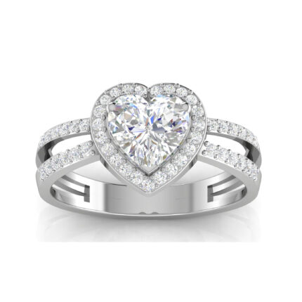 Elegant Heart Halo Diamond White Gold Ring