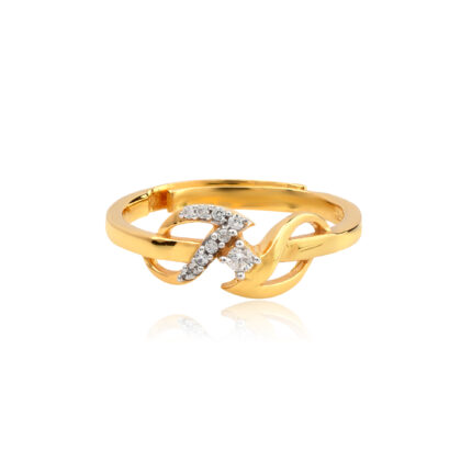 Graceful Leaf Diamond Yellow Gold Ring