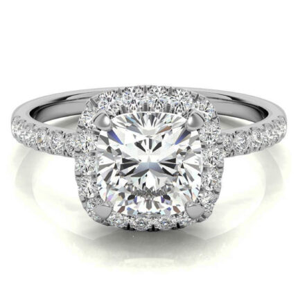 Radiant Cushion-Cut Moissanite Engagement White Gold Ring