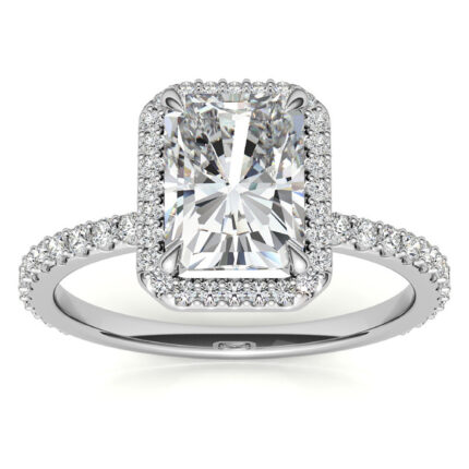 Elegant Radiant-Cut  Moissanite White Gold Engagement Ring