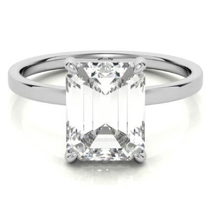 Elegant Emerald-Cut White Gold Moissanite Ring