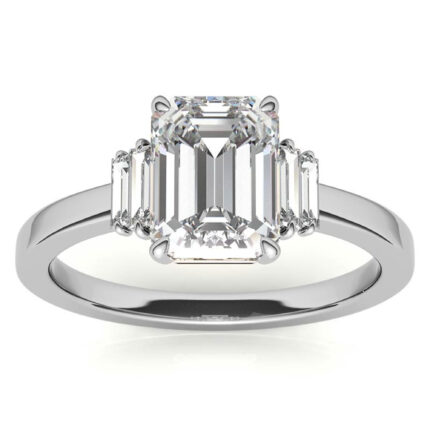 Luxury Emerald-Cut Moissanite White Gold Engagement Ring
