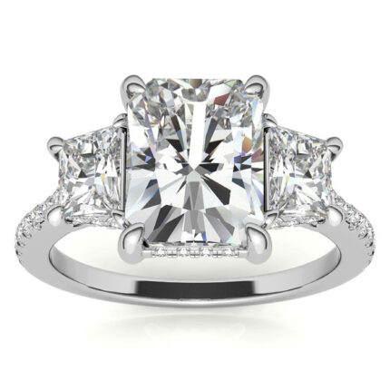 Radiant Radiant-Cut Moissanite Three-Stone White Gold Ring