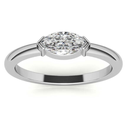 Elegant East-West Marquise White Gold Diamond Ring