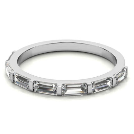 Delicate Baguette-Cut Moissanite White Gold Love Band