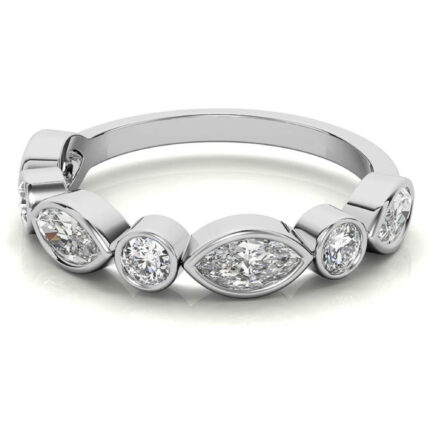 Luxury Alternating Marquise and Round White Gold Diamond Band