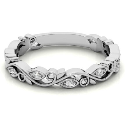 Luxury Love Band Moissanite Floral White Gold Bridal Set