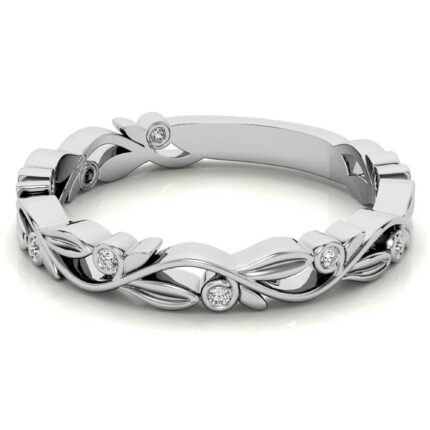 Gracful Floral Diamond Engagement White Gold Ring
