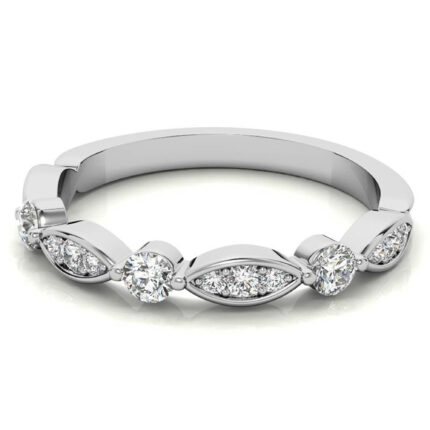 Elegant Round Lab-Grown Diamond Stackable White Gold Band