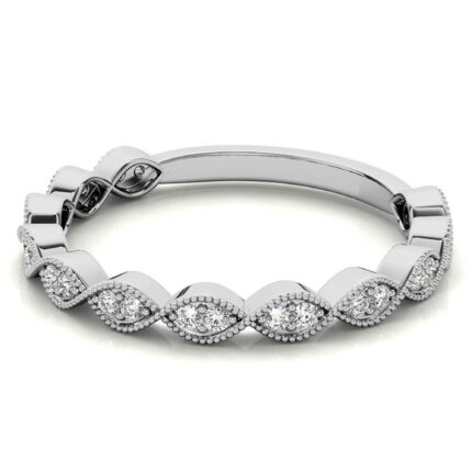 Sparkling Vintage-Inspired Milgrain White Gold Diamond Band