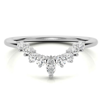 Elegant Chevron Marquise Diamond White Gold Band