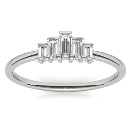 Graceful Five-Stone Baguette Diamond White Gold Ring