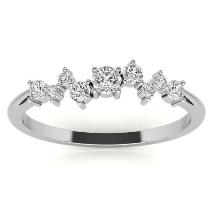 Radiant Petite Zig-Zag Diamond Stackable White Gold Band