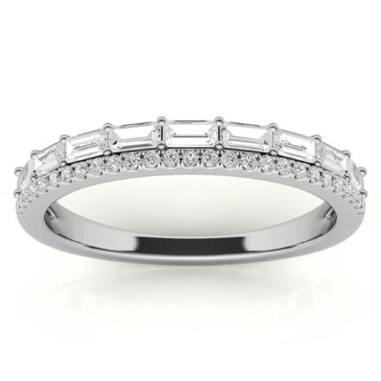 Elegant Baguette Diamond White Gold Band