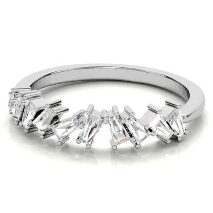 Radiant Baguette and Kite-Cut Diamond White Gold Stackable Ring