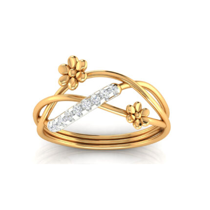 Shimmering Duo Floral Yellow Gold Ring
