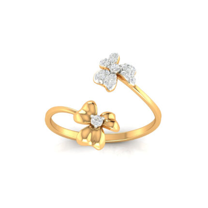 Radiant Dual Bloom Bypass Diamond Yellow Gold Ring