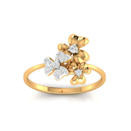 Graceful Trillium Trio Yellow Gold Ring
