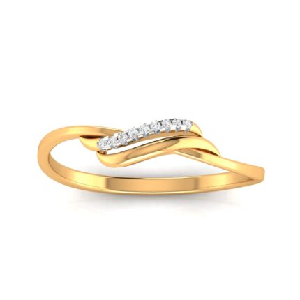 Elegant Twisted Diamond Yellow Gold Ring