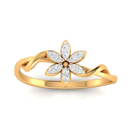 Radiant Floral Diamond Yellow Gold Ring
