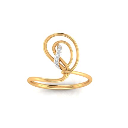 Graceful Artistic Swirl Diamond Yellow Gold Ring